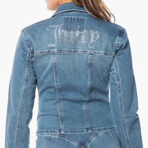 Juicy Couture Corset‎ Trucker Denim Jacket Rhinestone Back S NWT